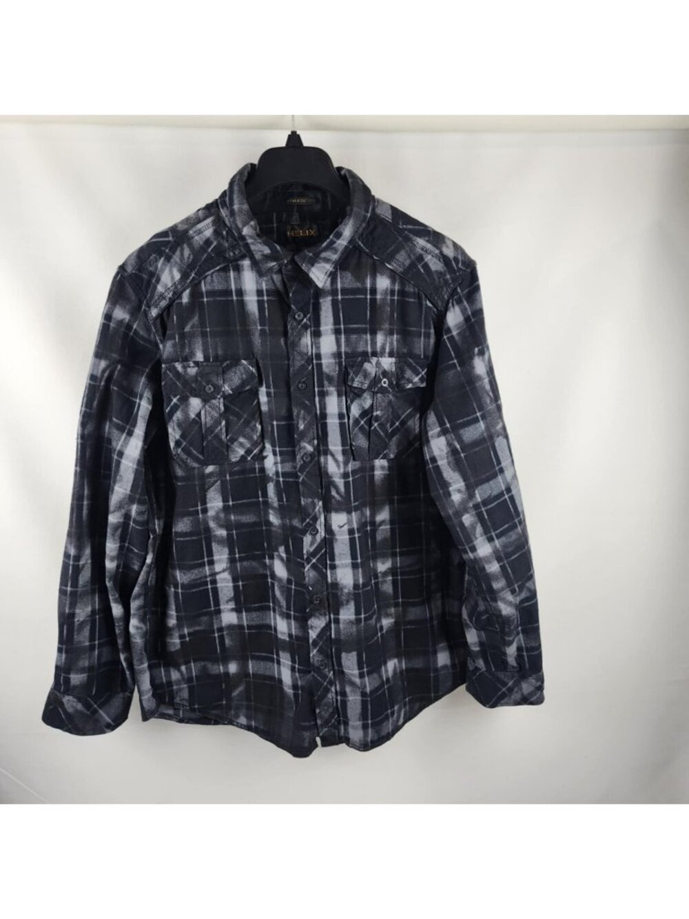 Helix Shirt Men XXL Multi Black/Gray Instinct Is A Virtue Athletic Fit Button Up